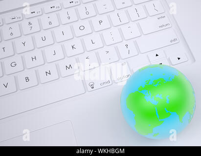 Earth on the keyboard. View from above Stock Photo