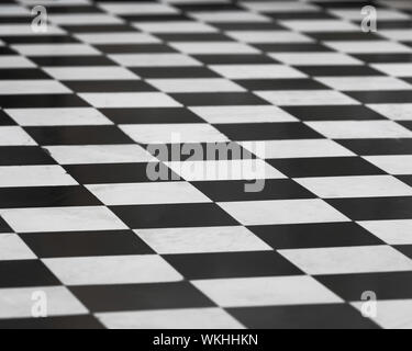 Checkered black and white tiled floor inside the Cathedral of Saint Patrick on State Street in Harrisburg, Pennsylvania Stock Photo