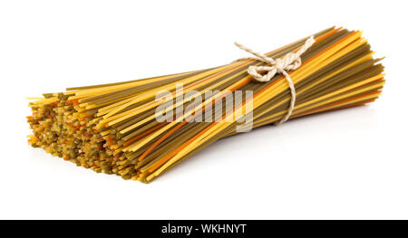 colorful long pasta, isolated on white background Stock Photo