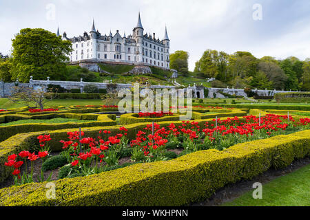 Dunrobin castle on the North Coast 500 tourist motoring route in northern Scotland, UK