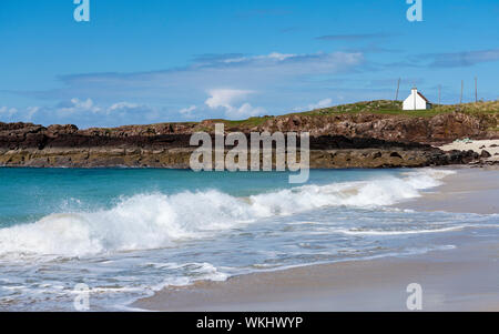 Beach at Clachtoll on the North Coast 500 tourist motoring route in northern Scotland, UK Stock Photo