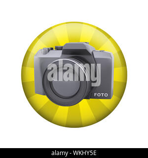SLR camera. Spherical glossy button. Web element Stock Photo