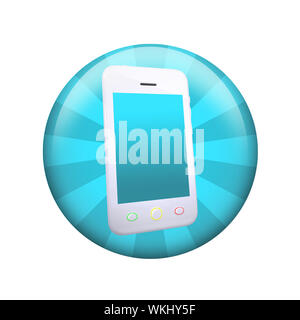 White smart phone. Spherical glossy button. Web element Stock Photo