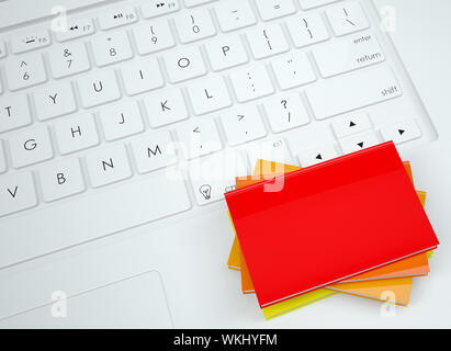 Group books on the keyboard. View from above Stock Photo