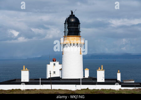 Dunnet Head Lighthouse on the North Coast 500 tourist motoring route in northern Scotland, UK Stock Photo