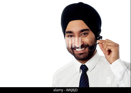 Happy smiling customer support executive Stock Photo
