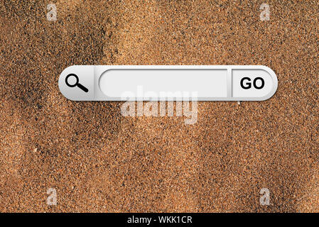 Search bar in browser. Yellow sand surface on background Stock Photo