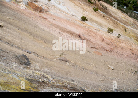 Rock sediment in Lassen National Park, near the Sulphur Works area. California, USA Stock Photo