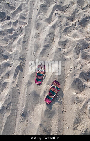flip-flops at the beach, Graal-Müritz, Mecklenburg-West Pomerania, Germany Stock Photo