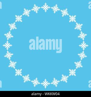Beautiful winter frame made of snowflakes on blue. Christmas vector background. EPS10 Stock Vector
