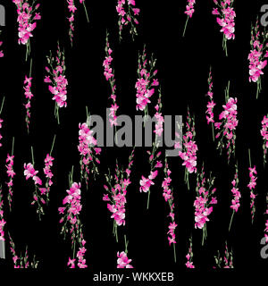 Chic hand-drawn seamless black and white damask floral motif pattern ...