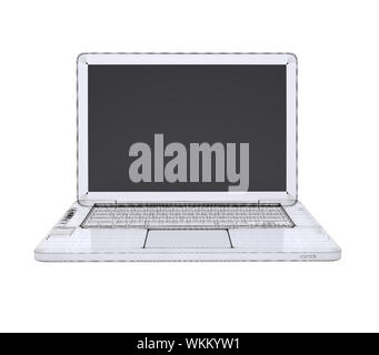 Laptop. Wire frame. Isolated render on a white background Stock Photo