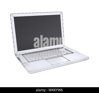 Laptop. Wire frame. Isolated render on a white background Stock Photo