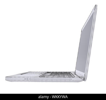Laptop. Wire frame. Isolated render on a white background Stock Photo
