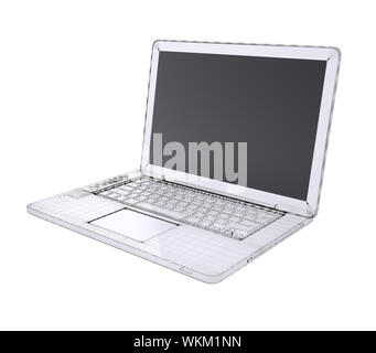 Laptop. Wire frame. Isolated render on a white background Stock Photo