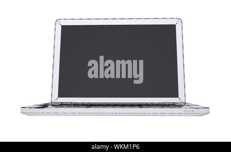 Laptop. Wire frame. Isolated render on a white background Stock Photo