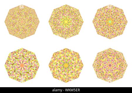 Isolated tiled mosaic octagon shape collection - ornamental octagonal geometrical vector elements Stock Vector