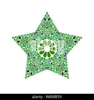 Abstract isolated floral mosaic star shape - colorful ornamental vector design element on white background Stock Vector