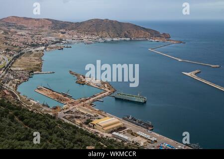 Overlook over harbour, Oran, Algeria Stock Photo