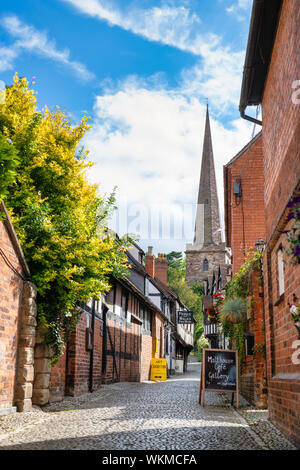 Timber framed period buildings along church lane, Ledbury Herefordshire. England Stock Photo