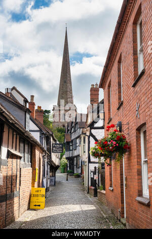 Timber framed period buildings along church lane. Ledbury, Herefordshire, England Stock Photo