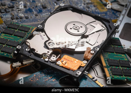 Laptop Hard Drive broken Stock Photo