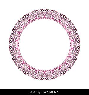 Geometrical colorful floral wreath - circular abstract round vector element on white background Stock Vector
