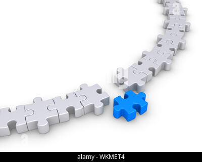 Puzzle pieces form a circle but one is different Stock Photo