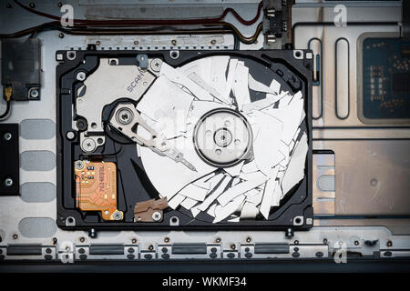 Laptop Hard Drive broken Stock Photo