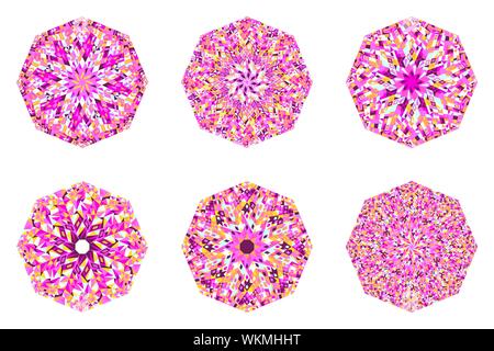 Isolated tiled mosaic octagon polygon shape set - geometrical ornamental vector design element Stock Vector