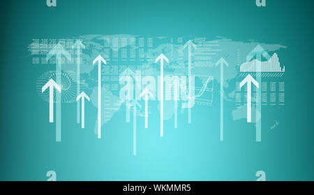 Graphs, world map and arrows. Business concept Stock Photo