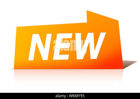 An image of a stylish red design label with text new Stock Photo