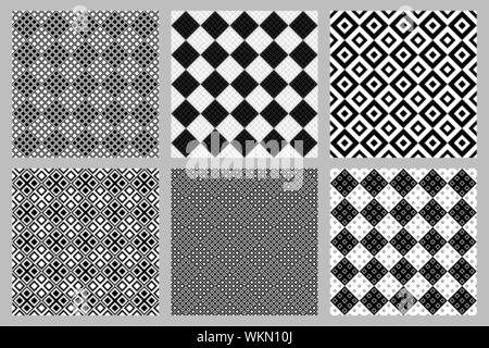 Seamless diagonal square pattern background set - abstract vector graphic designs from squares Stock Vector