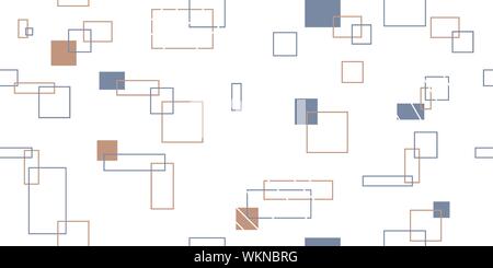 Seamless pattern from colored rectangles and squares. Cropped shapes. Vector illustration. Isolated elements on a white background. Stock Vector