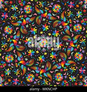 Mexican embroidery seamless pattern Stock Vector