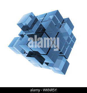Cubes blue glass abstraction. Isolated on white background Stock Photo