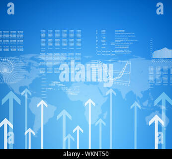 Graphs, arrows and world map. Business background Stock Photo