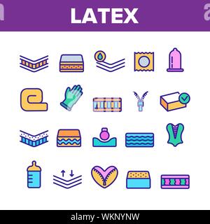 Collection Latex Material Items Vector Icons Set Stock Vector