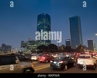 Heavy traffic on the main highway Javier Prado in the district of San Isidro  Lima Peru Stock Photo