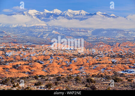 La Sal Mountains, Arches National Park, Utah, USA Stock Photo