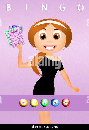 girl with bingo cards Stock Photo