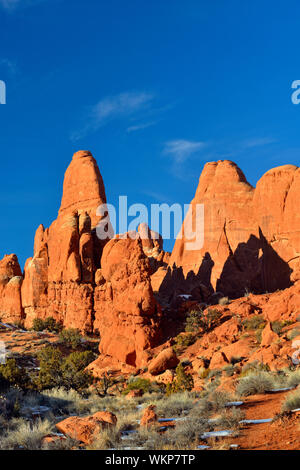 Sandstone fins near the Fiery Furnace, Arches National Park, Utah, USA Stock Photo