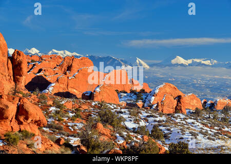 Sandstone fins near the Fiery Furnace, Arches National Park, Utah, USA Stock Photo