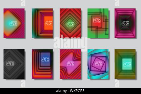Abstract squares design colorful cover set collection on grey background design modern futuristic vector illustration. Stock Vector
