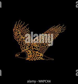 Illustration of eagle for print design. hand drawing art Stock Vector