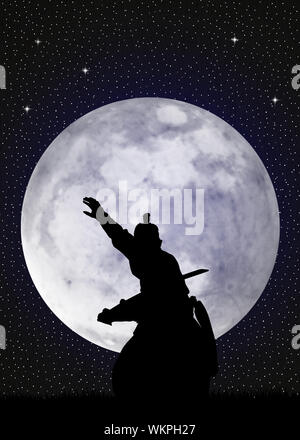 Samurai in the moonlight Stock Photo - Alamy