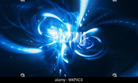 Blue glowing double spiral spinning energy in space, computer generated abstract background, 3D rendering Stock Photo