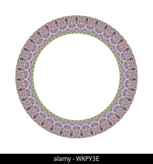 Isolated tiled mosaic circular border - colorful geometrical ornamental abstract vector design element Stock Vector
