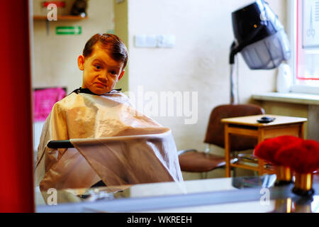 Funny Boy In Hair Salon Stock Photo - Alamy