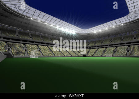 Digitally generated large football stadium with lights Stock Photo